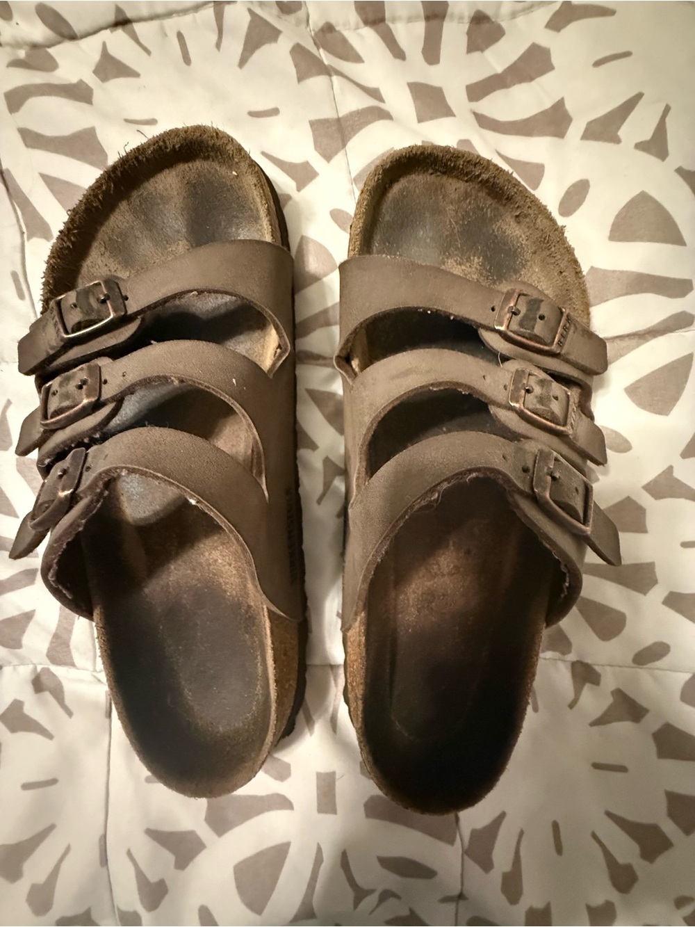 Three strap Birkenstock Florida sandals size 39 brown fair condition